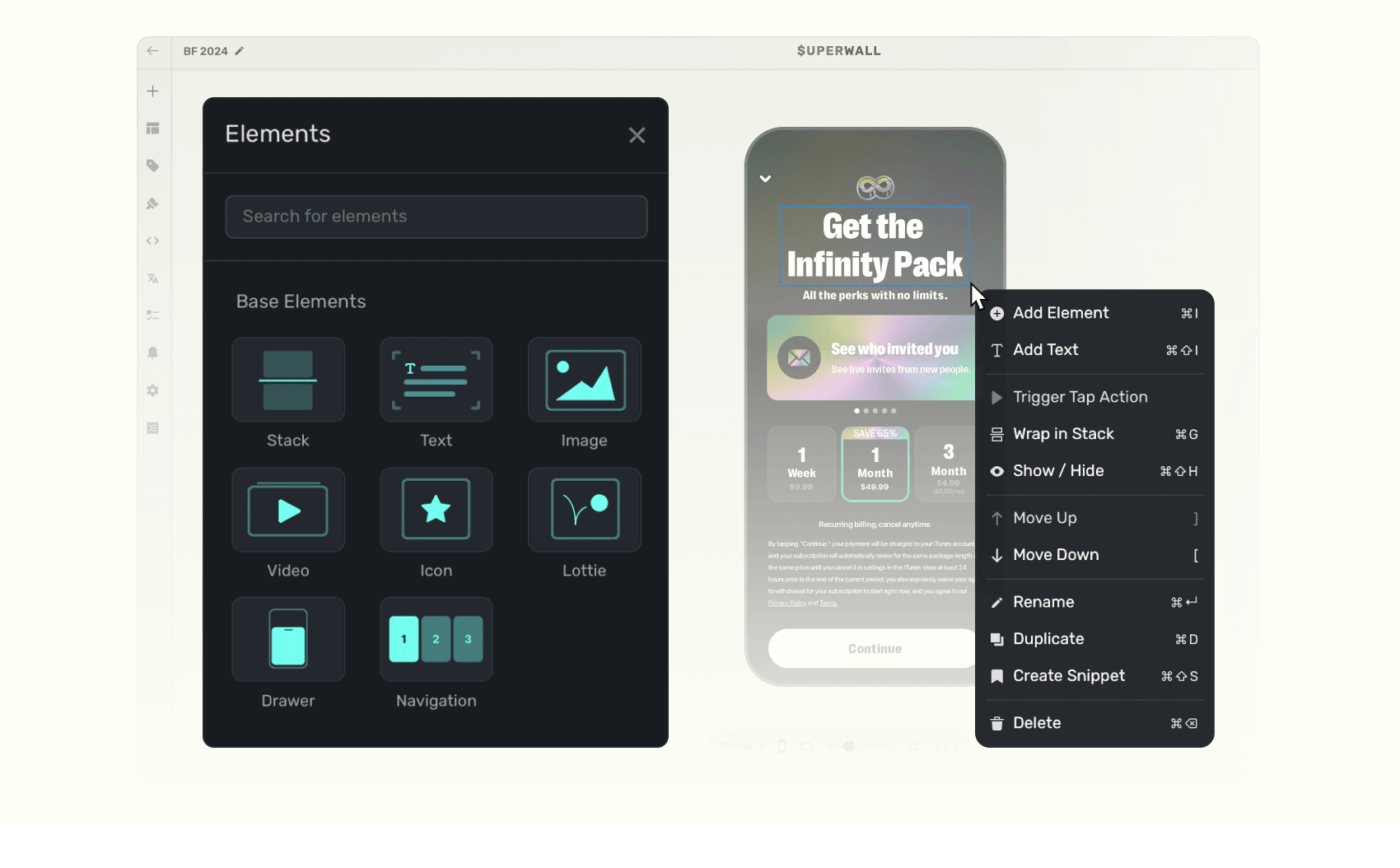 Superwall visual paywall editor