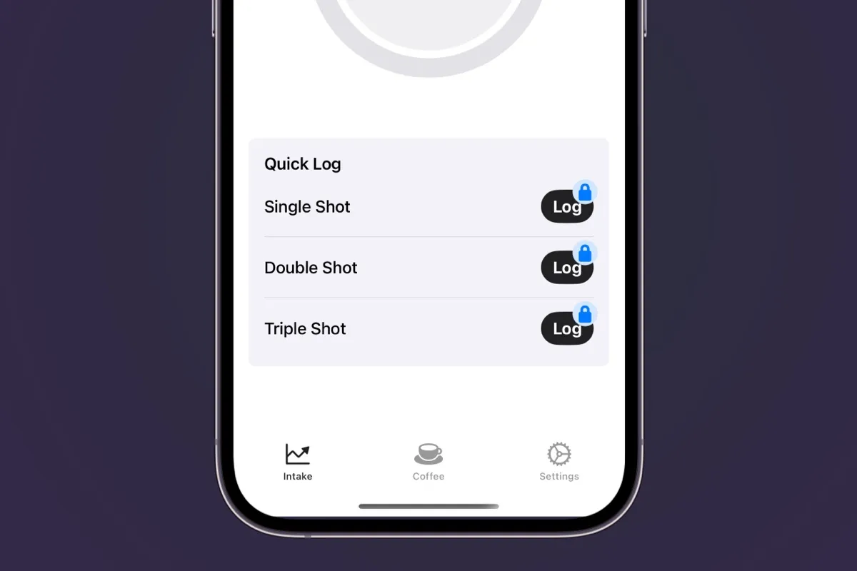 If users aren't on a pro plan, a lock icon shows over the log buttons.