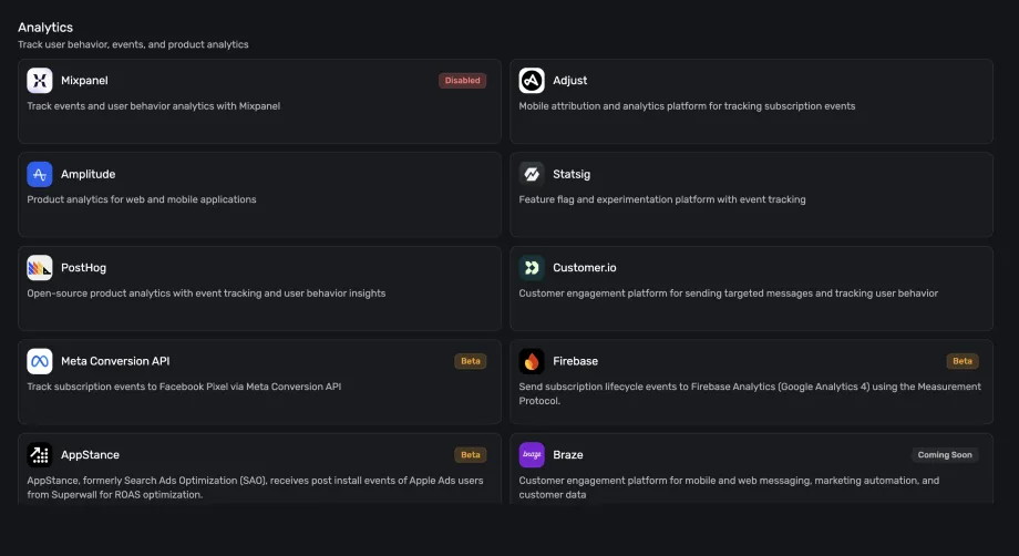 Analytics integrations in Superwall