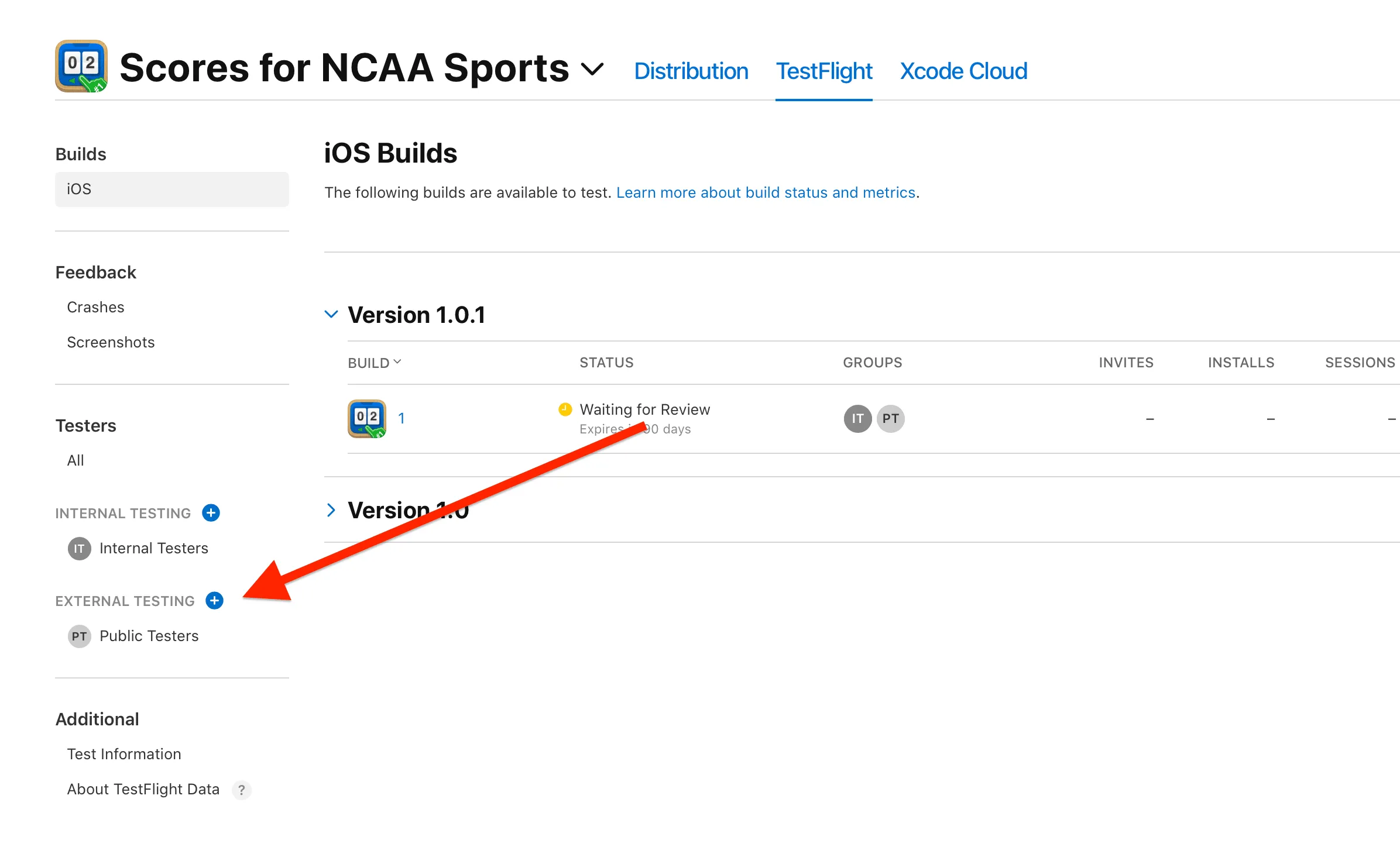Creating a public testing group in TestFlight