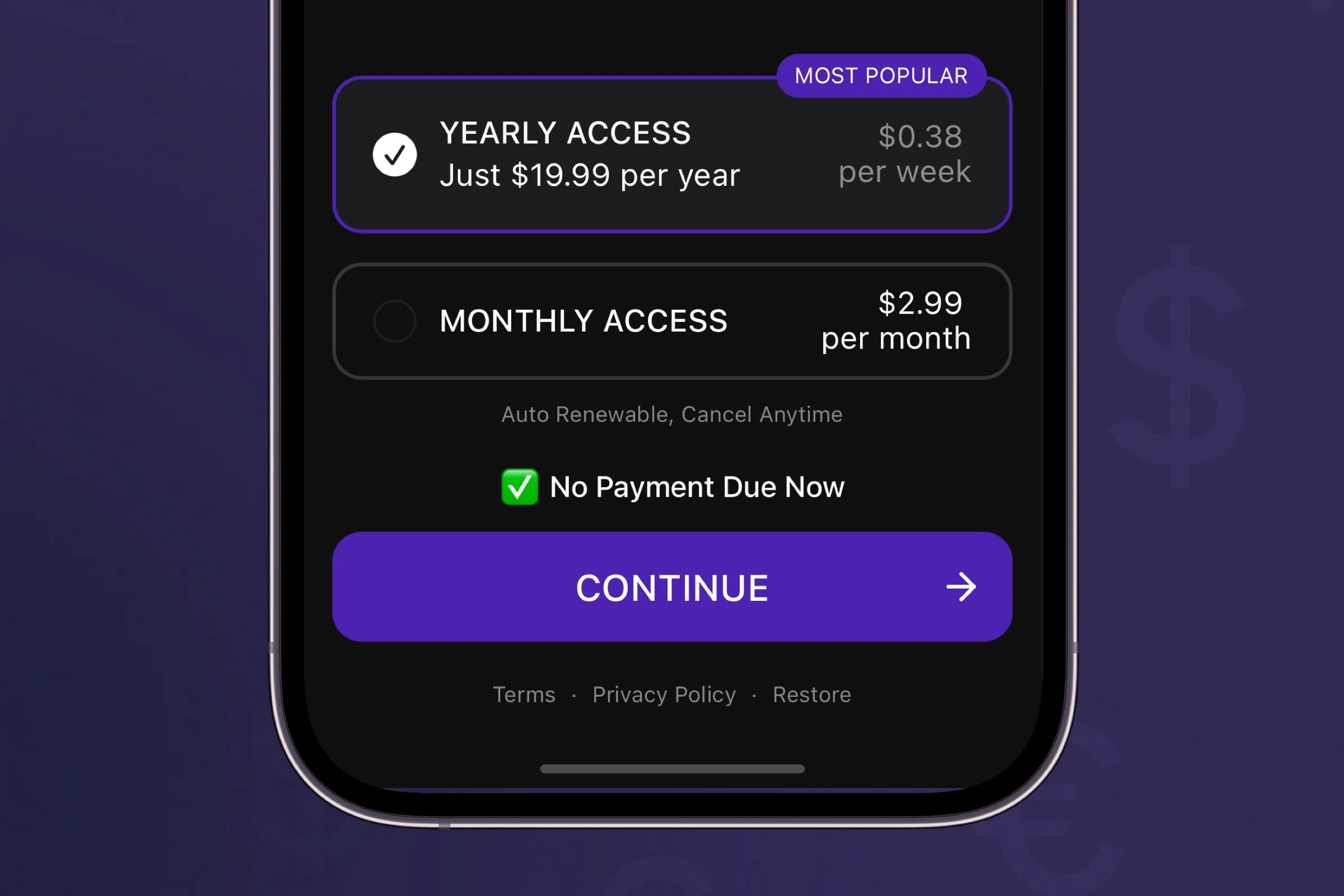 This label reinforces the free trial that users can claim.