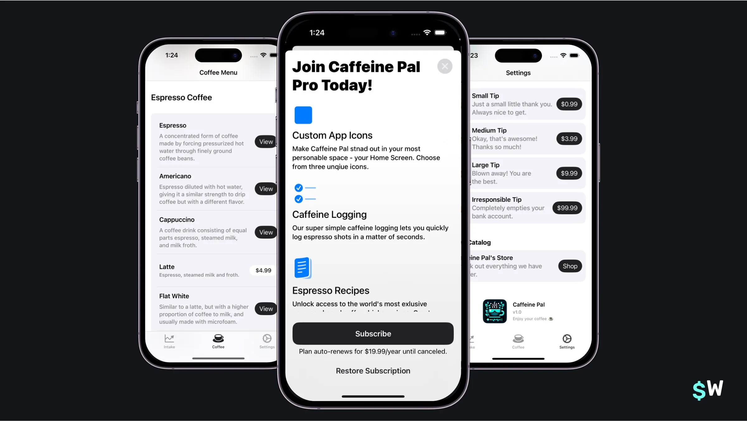 Caffeine Pal completed with StoreKit views.