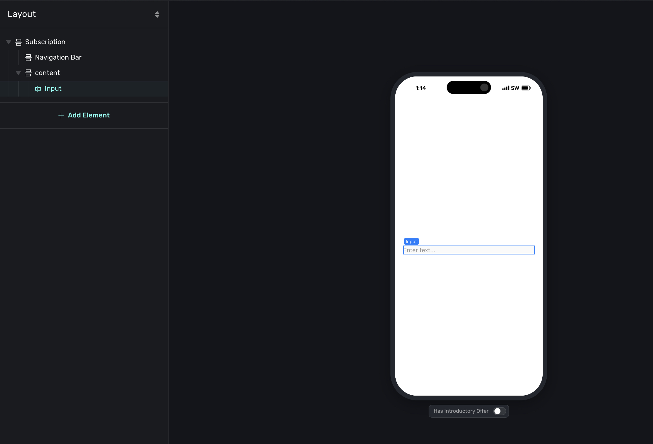 An input element in a flow