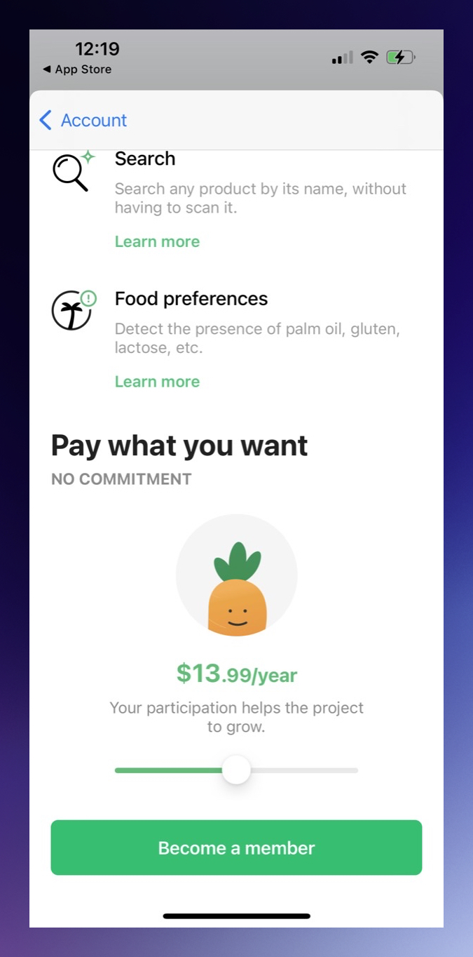 Customize your price paywall using a slider to choose between products
